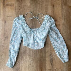 Free People Floral another life Smocked Back Top | XS | Cottagecore Romantic